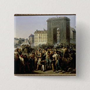 Slag bij de Porte Saint-Denis, 28 juli 1830 Vierkante Button 5,1 Cm