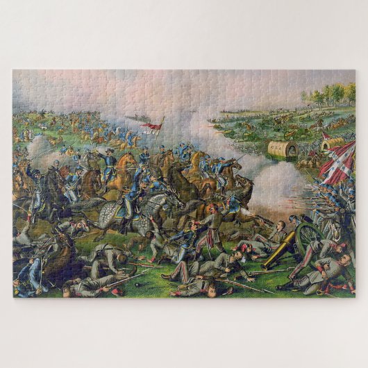 Slag bij Five Forks Kurz & Allison Lithografie Legpuzzel (Horizontaal)