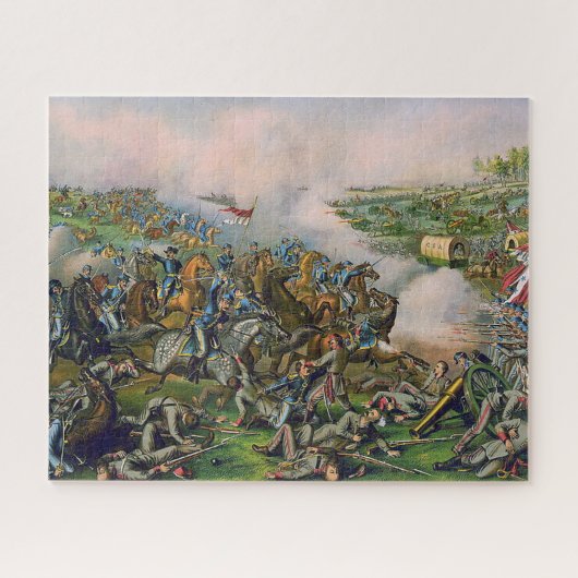 Slag bij Five Forks Kurz & Allison Lithografie Legpuzzel (Horizontaal)