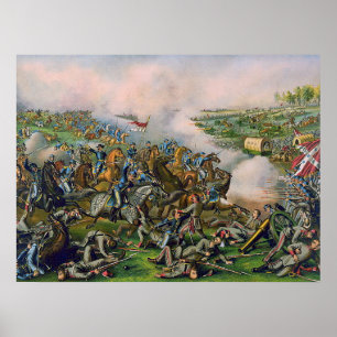 Slag bij Five Forks Kurz & Allison Lithografie Poster
