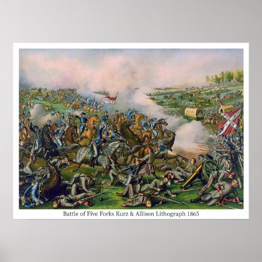 Slag bij Five Forks Kurz & Allison Lithografie Poster (Voorkant)