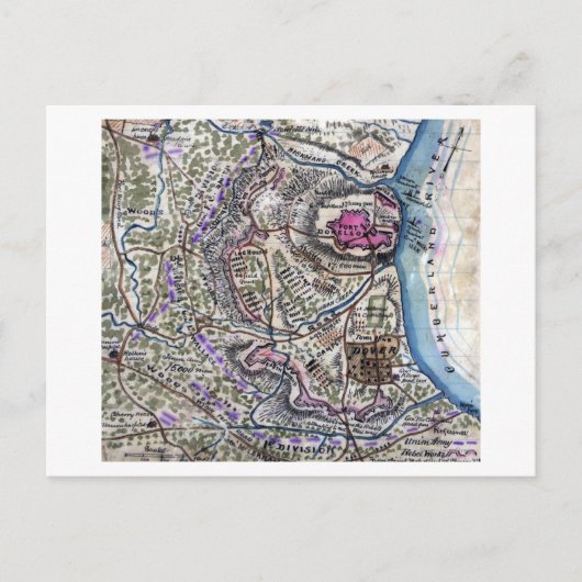 Slag bij Fort Donelson - Panoramiek in de burgeroo Briefkaart (Voorkant)