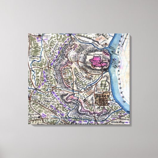 Slag bij Fort Donelson - Panoramiek in de burgeroo Canvas Afdruk (Voorkant)