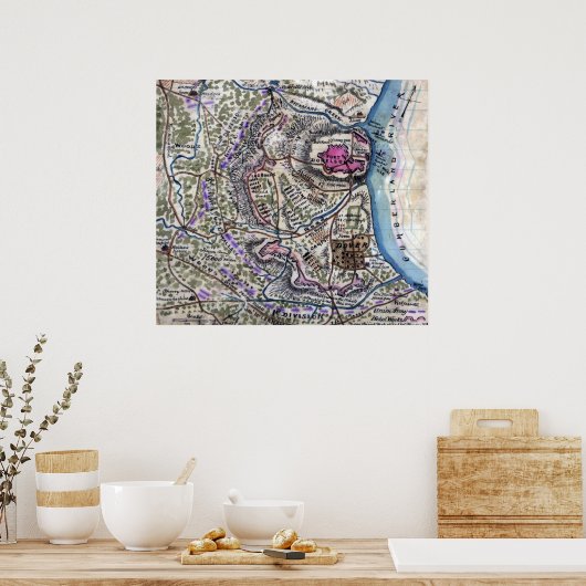 Slag bij Fort Donelson - Panoramiek in de burgeroo Poster (Keuken)