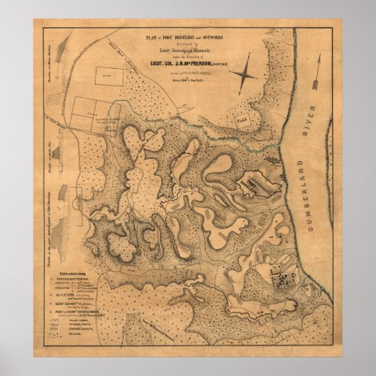 Slag bij Fort Donelson - Panoramiek in de burgeroo Poster (Voorkant)