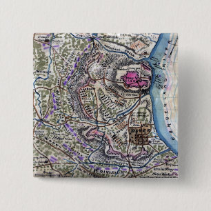 Slag bij Fort Donelson - Panoramiek in de burgeroo Vierkante Button 5,1 Cm