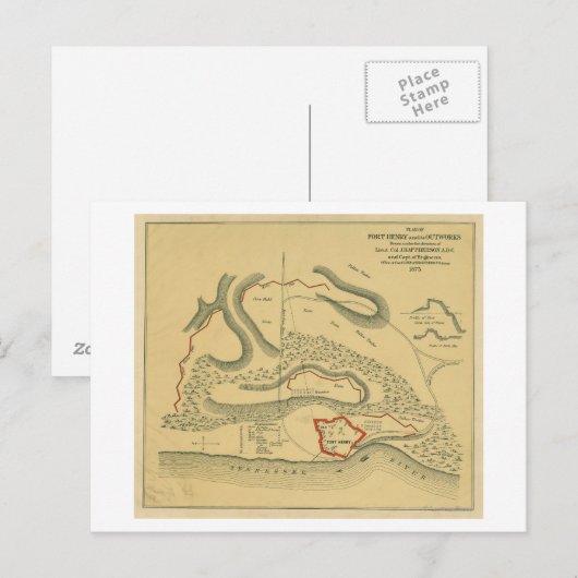 Slag bij Fort Henry - Civil War Panoramic Map Briefkaart (Voorkant / Achterkant)