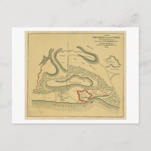 Slag bij Fort Henry - Civil War Panoramic Map Briefkaart (Voorkant)