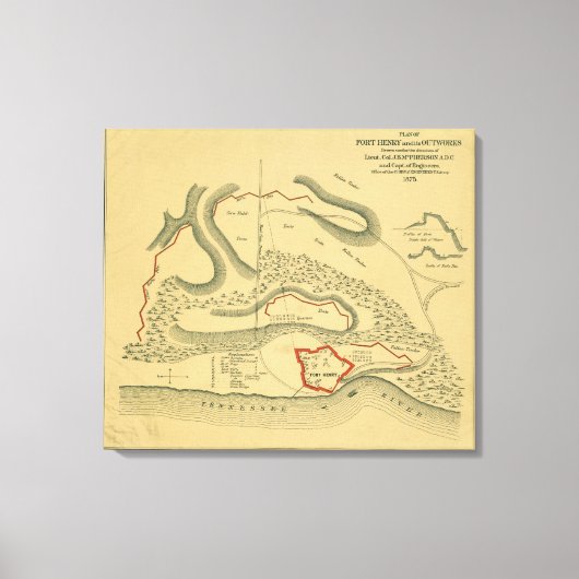 Slag bij Fort Henry - Civil War Panoramic Map Canvas Afdruk (Voorkant)
