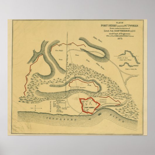 Slag bij Fort Henry - Civil War Panoramic Map Poster (Voorkant)
