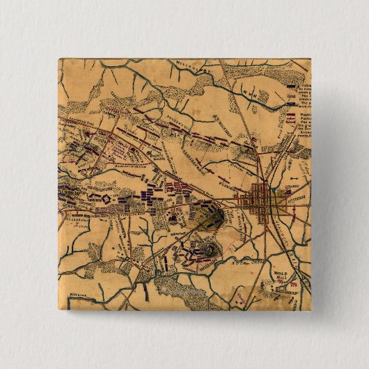 Slag bij Gettysburg 14 Vierkante Button 5,1 Cm (Voorkant)
