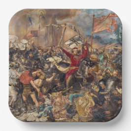 Slag bij Grunwald (middeleeuwse militaire scène) ( Papieren Bordje