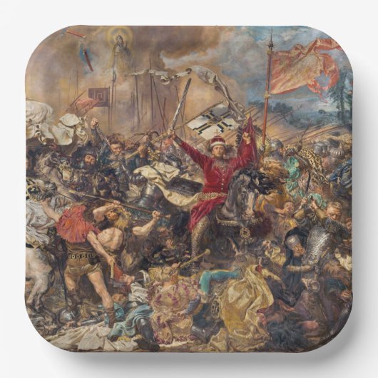 Slag bij Grunwald (middeleeuwse militaire scène) ( Papieren Bordje (Voorkant)