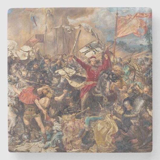 Slag bij Grunwald (middeleeuwse militaire scène) ( Stenen Onderzetter (Voorkant)