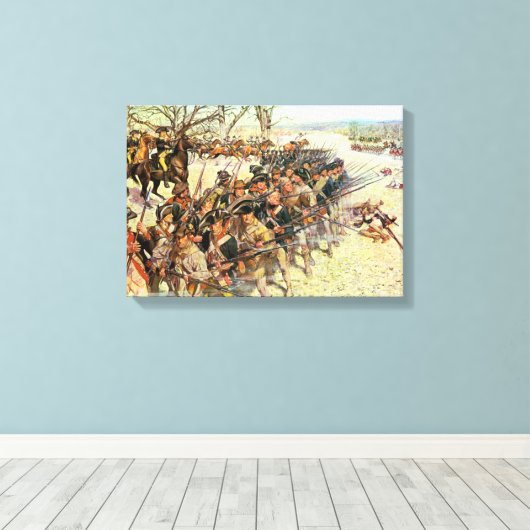 Slag bij Guilford Courthouse - Amerikaanse Revolut Canvas Afdruk (Insitu (Houten vloer))