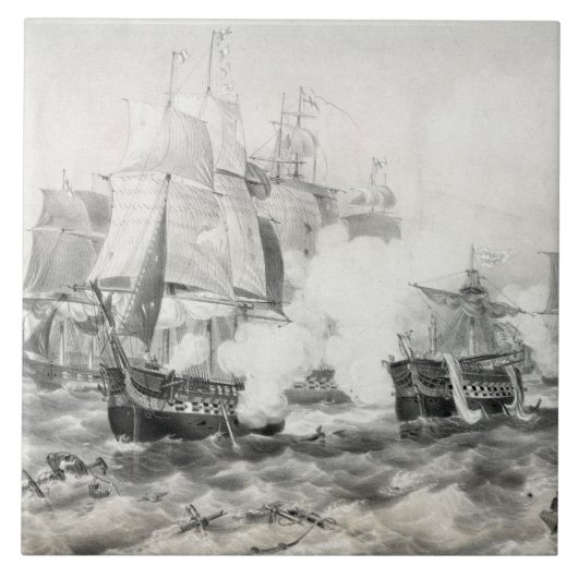 Slag bij het meer van Erie Tegeltje (Voorkant)