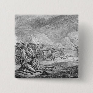 Slag bij Lexington, van 'Recueil d'Estampes' Vierkante Button 5,1 Cm