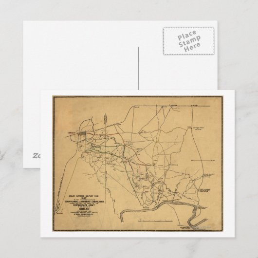 Slag bij Shiloh - Kaart 2 van de burgeroorlog (Voorkant / Achterkant)