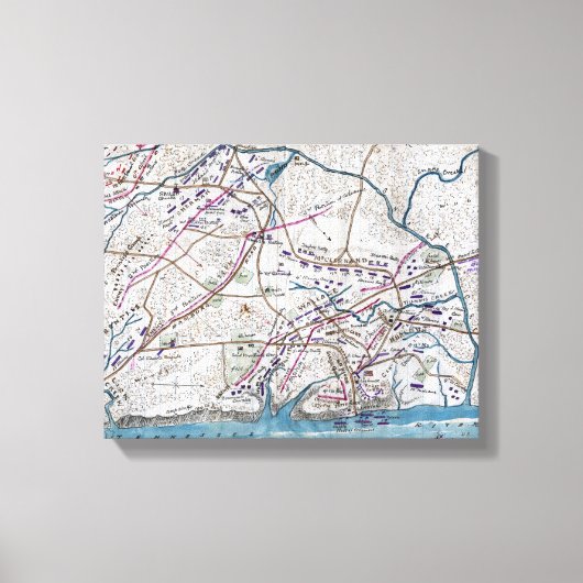 Slag bij Shiloh - Kaart 3 van de burgeroorlog Canvas Afdruk (Voorkant)