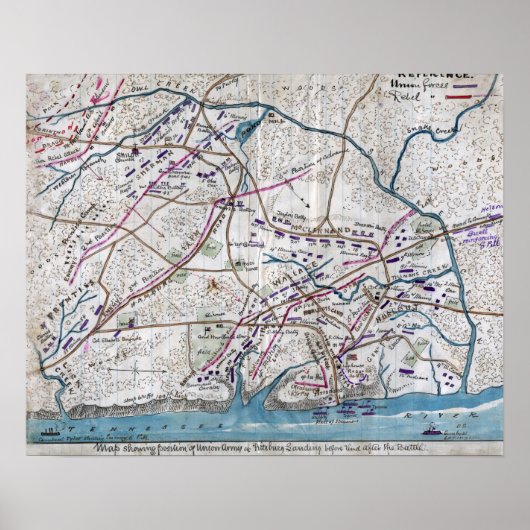 Slag bij Shiloh - Kaart 3 van de burgeroorlog Poster (Voorkant)
