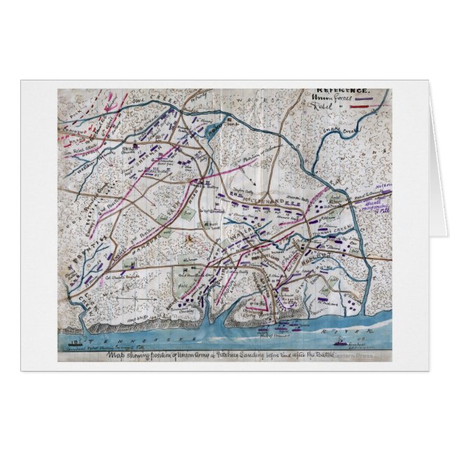 Slag bij Shiloh - Kaart van de burgeroorlog in pan (Voorkant Horizontaal)