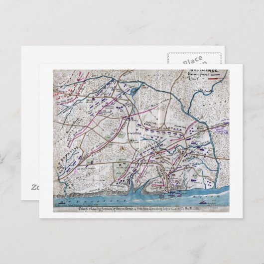 Slag bij Shiloh - Kaart van de burgeroorlog in pan (Voorkant / Achterkant)