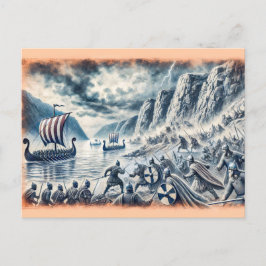 Slag bij Stiklestad bij Pastel Chalk Drawing Briefkaart