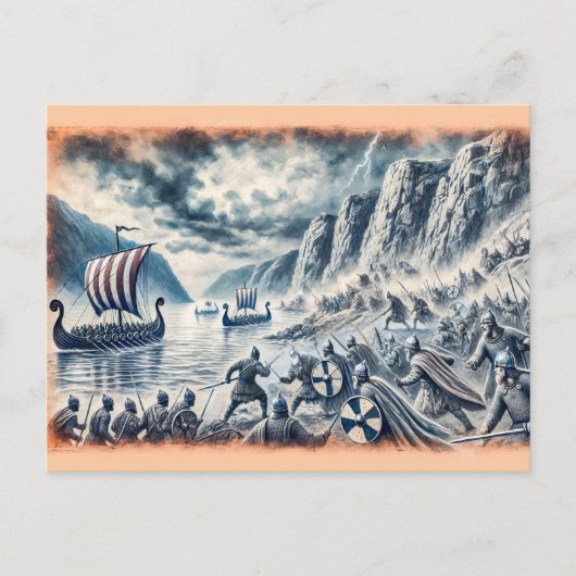 Slag bij Stiklestad bij Pastel Chalk Drawing Briefkaart (Voorkant)