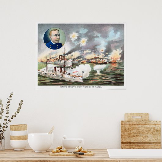 Slag in de baai van Manilla Poster (Keuken)