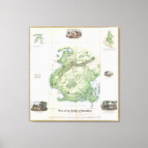 slag om Brooklyn NY Map (1867) Canvas Afdruk