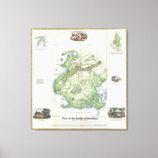 slag om Brooklyn NY Map (1867) Canvas Afdruk (Voorkant)