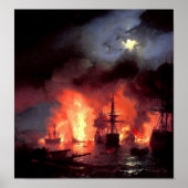 Slag om Cesme bij nacht Poster (Voorkant)