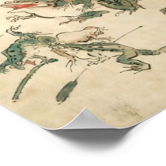 Slag om de Kikkers Kawanabe Kyosai Poster (Hoek)