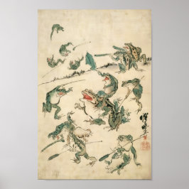 Slag om de Kikkers Kawanabe Kyosai Poster