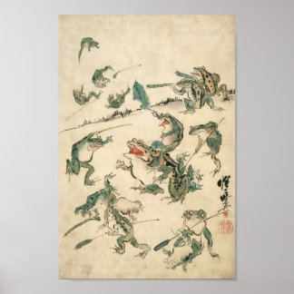 Slag om de Kikkers Kawanabe Kyosai Poster