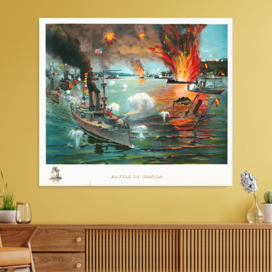 Slag om Manilla (1898) Canvas Afdruk (Insitu (Woonkamer))