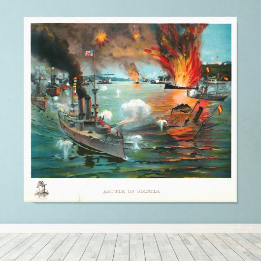 Slag om Manilla (1898) Canvas Afdruk (Insitu (Houten vloer))