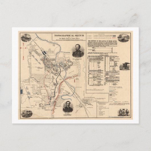 Slag op de Stones River - Civiele Oorlog Panoramie Briefkaart (Voorkant)
