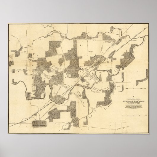 Slag op de Stones River - Panoramiek uit de burger Poster (Voorkant)