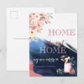 Slag penseel, hoofdletters, nieuw adres aankondigingskaart (Voorkant / Achterkant)