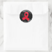 Slag rood lint met krabbel ronde sticker (Tas)