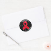 Slag rood lint met krabbel ronde sticker (Envelop)