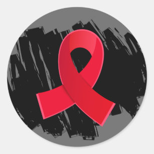 Slag rood lint met krabbel ronde sticker