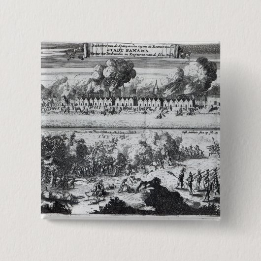 Slag tussen Buccaneers Vierkante Button 5,1 Cm (Voorkant)
