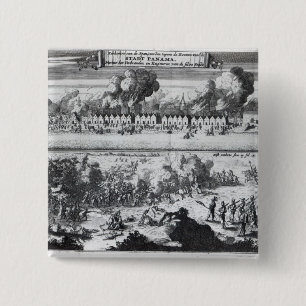 Slag tussen Buccaneers Vierkante Button 5,1 Cm