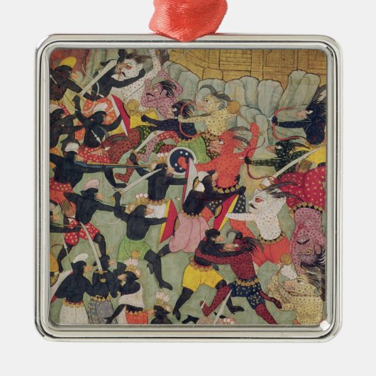 Slag tussen de Armies van Rama en Ravana Metalen Ornament (Voorkant)