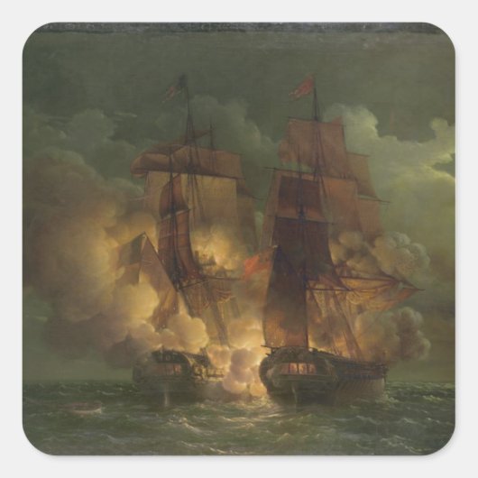 Slag tussen de Franse vloot "Arethuse" Vierkante Sticker (Voorkant)