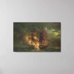 Slag tussen het Franse "Gebied" Canvas Afdruk
