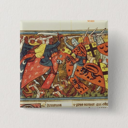 Slag tussen kruisvaarders en moslems vierkante button 5,1 cm (Voorkant)