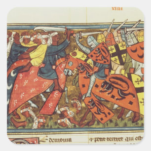 Slag tussen kruisvaarders en moslems vierkante sticker